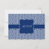 Monogram Royal Blue Chevron Motif mariage RSVP (Dos)