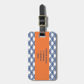 Monogram Royal Blue Seigaiha Pattern met Sinaasapp Bagagelabel (Voorkant verticaal)