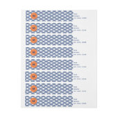 Monogram Royal Blue Seigaiha Pattern met Sinaasapp Omwikkelbaar Adreslabel (Vel)
