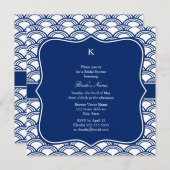 Monogram Royal Blue Seigaiha Pattern Rehearsal Kaart (Voorkant / Achterkant)