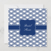 Monogram Royal Blue Seigaiha Pattern Rehearsal Kaart (Achterkant)