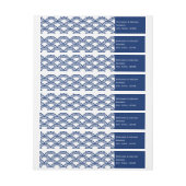 Monogram Royal Blue Seigaiha Pattern Weddenschap (Vel)