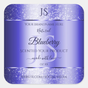 Monogram Royal Blue Soft Glitter Product Labels