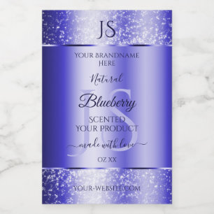 Monogram Royal Blue Soft Glitter Product Labels Voedselcontainer Etiket
