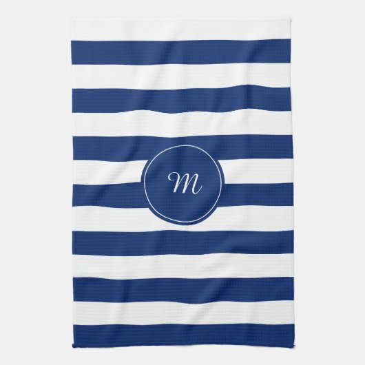 Monogram Royal Blue Striped Theedoek (Verticaal)
