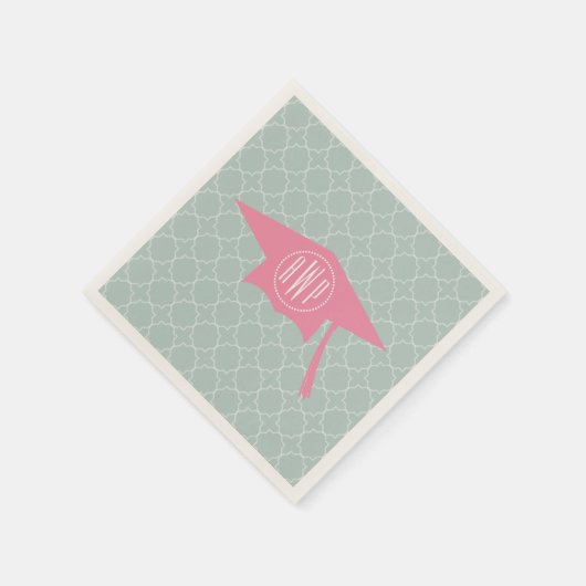 Monogram roze Afstuderen Pet + Quatrefoil Servetten (Hoek)