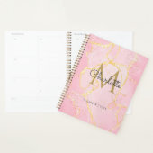 Monogram Roze Agaat Geode Gouden Script 2023 Planner (Display)
