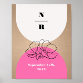 Monogram Roze Arch Floral Weddenschap Welkom Poster (Voorkant)