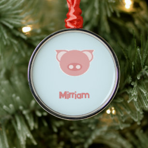 Monogram roze big op blauw metalen ornament