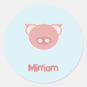 Monogram roze big op blauw ronde sticker