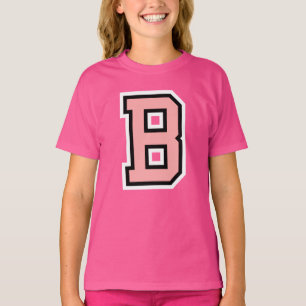 Monogram Roze Black White College Initiaal B T-shirt