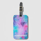 Monogram Roze Blauwe Paarse Salty Waterverf Bagagelabel (Voorkant (verticaal))