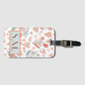 Monogram Roze Bloem Boho Bagage Label (Voorkant (horizontaal))