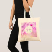 Monogram  roze bloem foto tote bag (Voorkant (product))