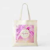 Monogram  roze bloem foto tote bag (Achterkant)