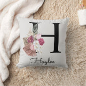 Monogram Roze Bloem Initial H Kussen (Deken)
