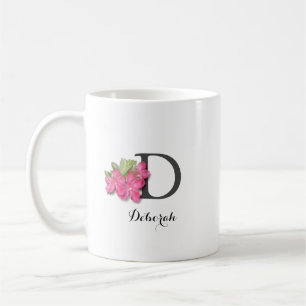 Monogram Roze Bloem Koffie Mok