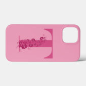 Monogram Roze Bloemen Brief aan iPhone Case (Achterkant (horizontaal))