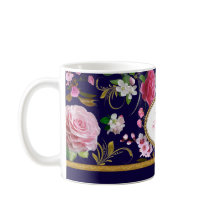 Monogram roze bloemen