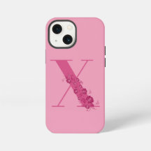 Monogram Roze Bloemen Letter X iPhone Case