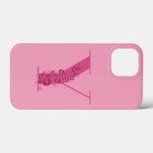 Monogram Roze Bloemen Letter Y iPhone Case (Achterkant (horizontaal))