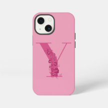 Monogram Roze Bloemen Letter Y iPhone Case