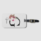 Monogram roze bloemig Initiaal G Bagagelabel (Voorkant (horizontaal))