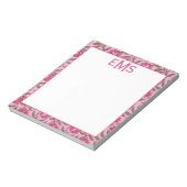 Monogram Roze Blok Print, Bloemen Notitieblok (Gedraaid)