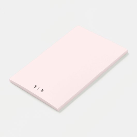 Monogram Roze Blush Modern Minimalist Post-it® Notes (Schuin)