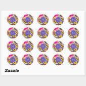 Monogram | Roze Boho Floral I Ronde Sticker (Vel)