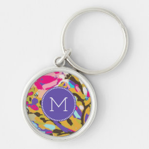 Monogram Roze Boho Floral I Sleutelhanger