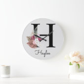 Monogram Roze Boho Initiaal H Groot Cl Grote Klok (Huis)
