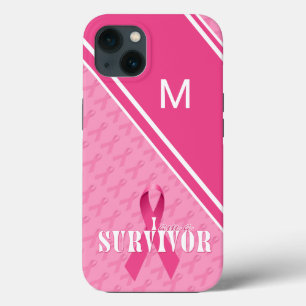 Monogram roze Borstkanker Overleving iPhone 13 Hoesje