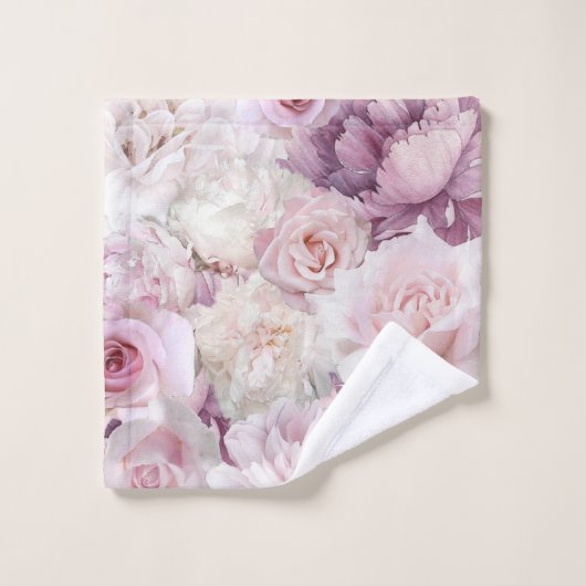 Monogram Roze Botanische Tuin Schilderen Bad Handdoek (Wasdoekje)