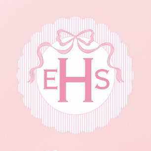 Monogram Roze Bow, Aangepast lint Kartonnen Onderzetters