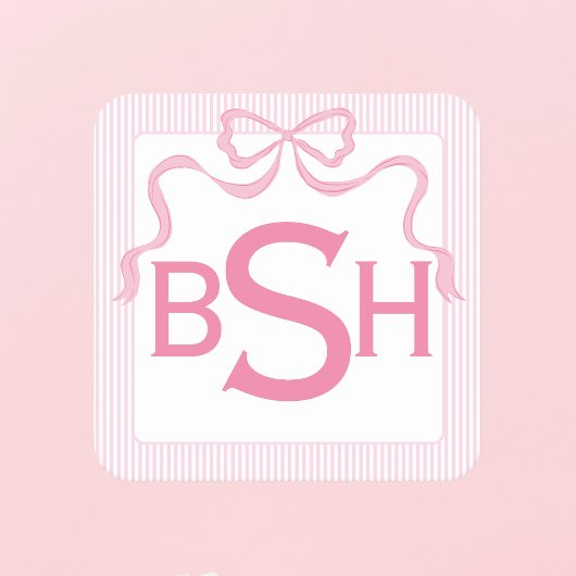 Monogram Roze Bow, Aangepast lint Vierkante Kartonnen Onderzetter