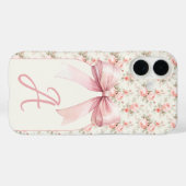 Monogram Roze Bow Coquette Case-Mate iPhone Case (Achterkant (horizontaal))