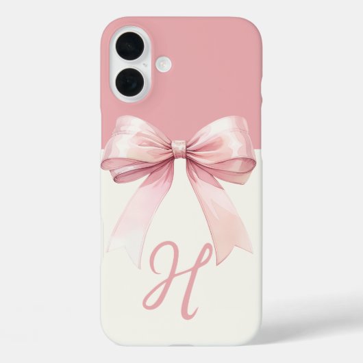 Monogram Roze Bow Coquette Case-Mate iPhone Case (Achterkant)