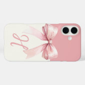 Monogram Roze Bow Coquette Case-Mate iPhone Case (Achterkant (horizontaal))