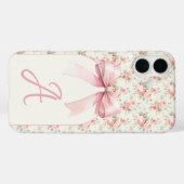 Monogram Roze Bow Coquette Case-Mate iPhone Case (Achterkant (horizontaal))