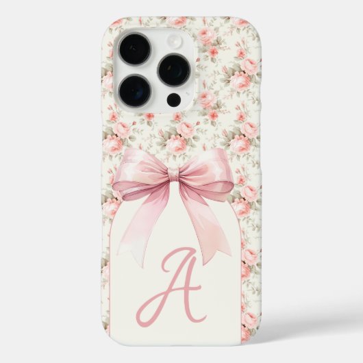 Monogram Roze Bow Coquette Case-Mate iPhone Case (Achterkant)