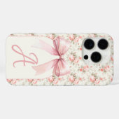 Monogram Roze Bow Coquette Case-Mate iPhone Case (Achterkant (horizontaal))