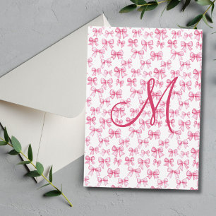 Monogram Roze Bow Coquette Esthetische Stationery