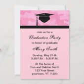 Monogram Roze Camouflage Afstudeerfeest Uitnodigen Kaart (Voorkant)