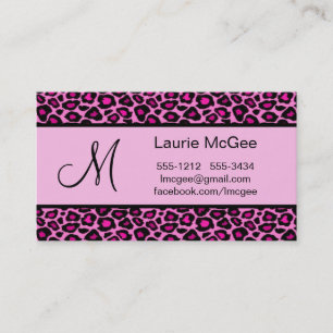 Monogram Roze Cheetah / Luipaard (#BUS 023) Visitekaartje