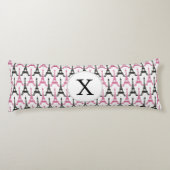 Monogram roze chique eiffeltoren patroon lichaamskussen (Achterkant)