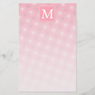 Monogram roze cirkels patroon briefpapier