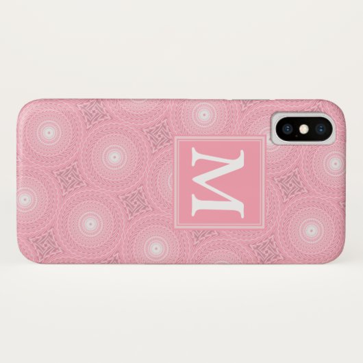Monogram roze cirkels patroon Case-Mate iPhone case (Achterkant (horizontaal))