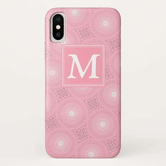 Monogram roze cirkels patroon Case-Mate iPhone case (Achterkant)