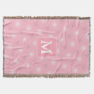 Monogram roze cirkels patroon deken